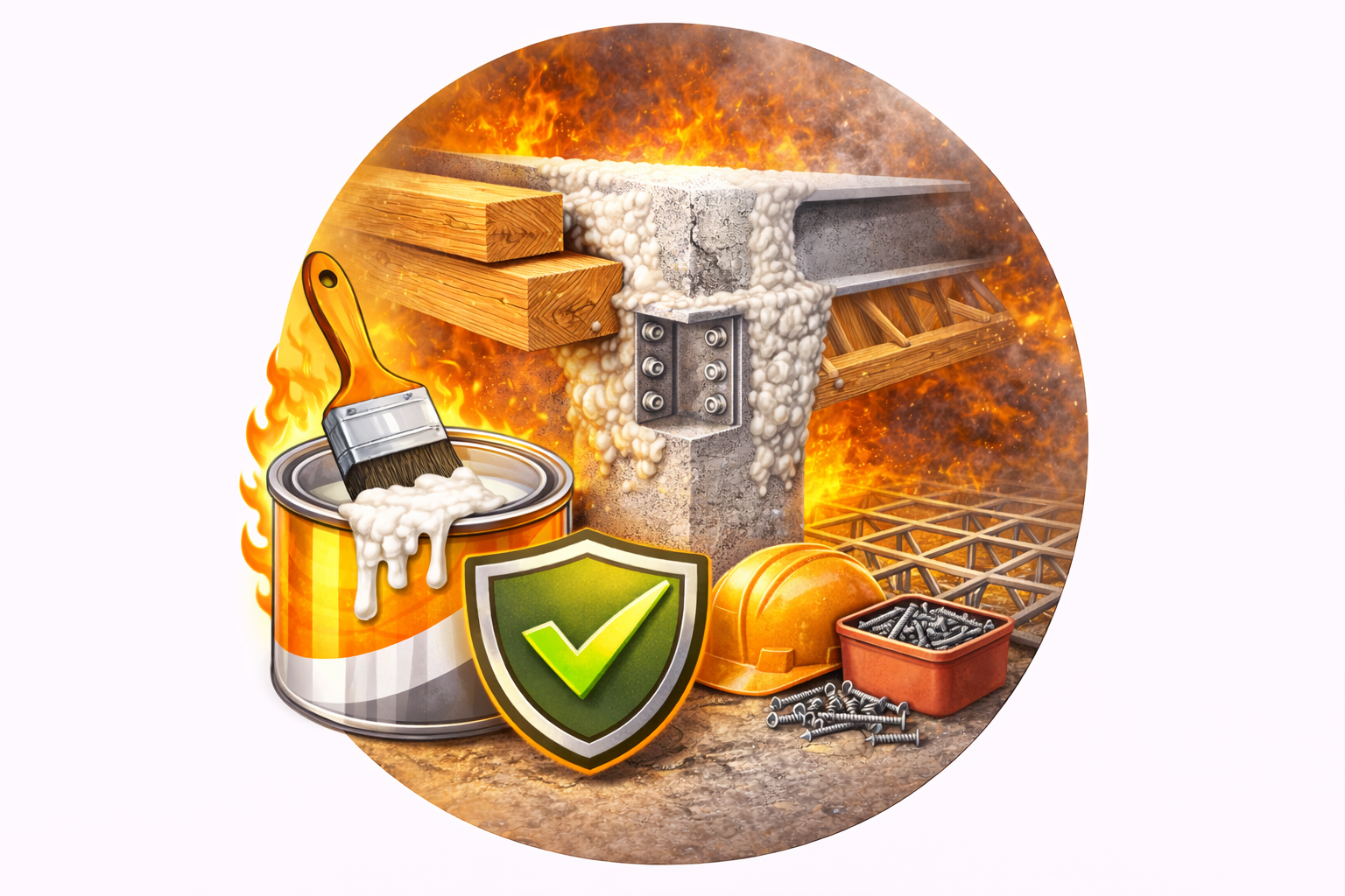 Protection coupe-feu supports mixtes par peinture intumescente